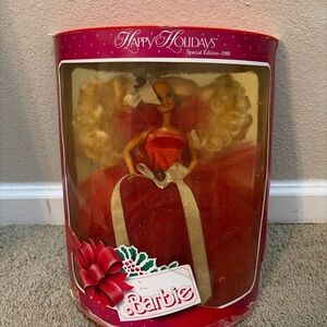 1988 HOLIDAY BARBIE MIB 1st Special Edition Christmas Mattel Doll Red Vintage 